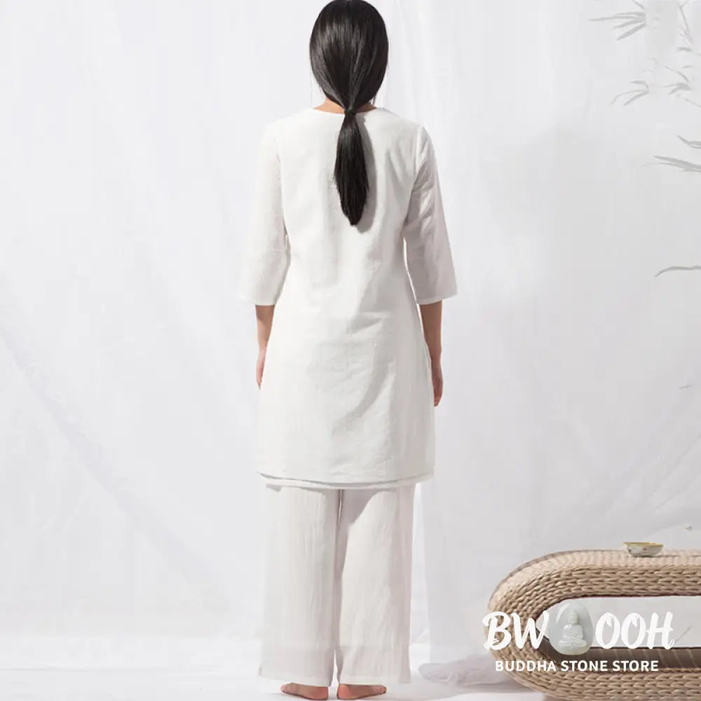 BWOOOH 2Pcs Tai Chi Meditation Yoga Cotton Clothing Top Pants Women’s Set - Clothes