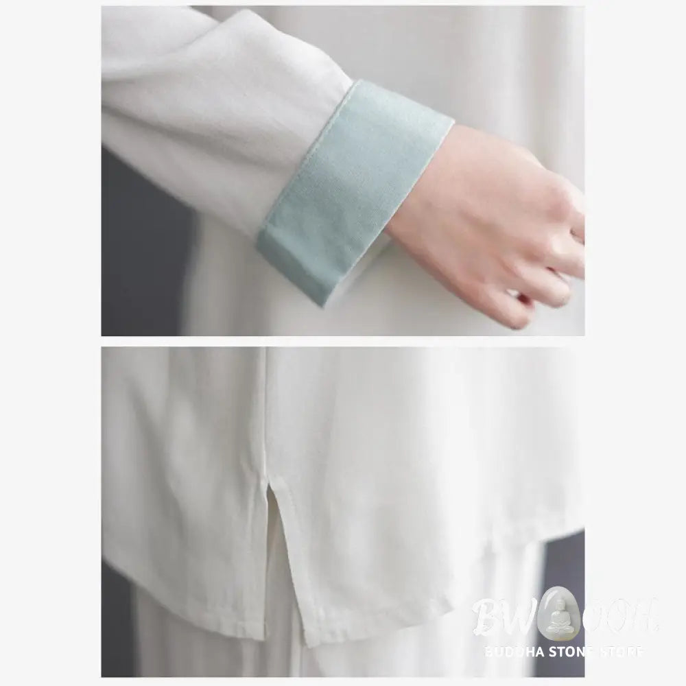 BWOOOH 2Pcs Tang Suit Long Sleeve Shirt Top Pants Meditation Zen Tai Chi Cotton Linen Clothing Women’s Set - Women’s