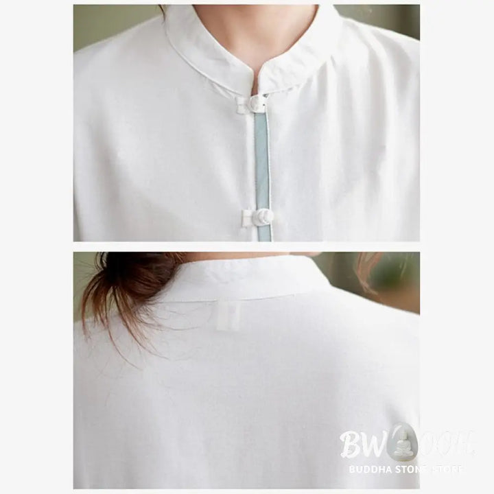 BWOOOH 2Pcs Tang Suit Long Sleeve Shirt Top Pants Meditation Zen Tai Chi Cotton Linen Clothing Women’s Set - Women’s