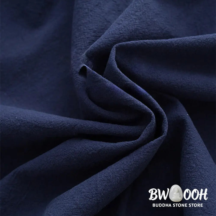 BWOOOH 2Pcs Tang Suit Men’s Frog-Button Cotton Long Sleeve Shirt Pants Set With Pockets - Men’s Meditation Cloth