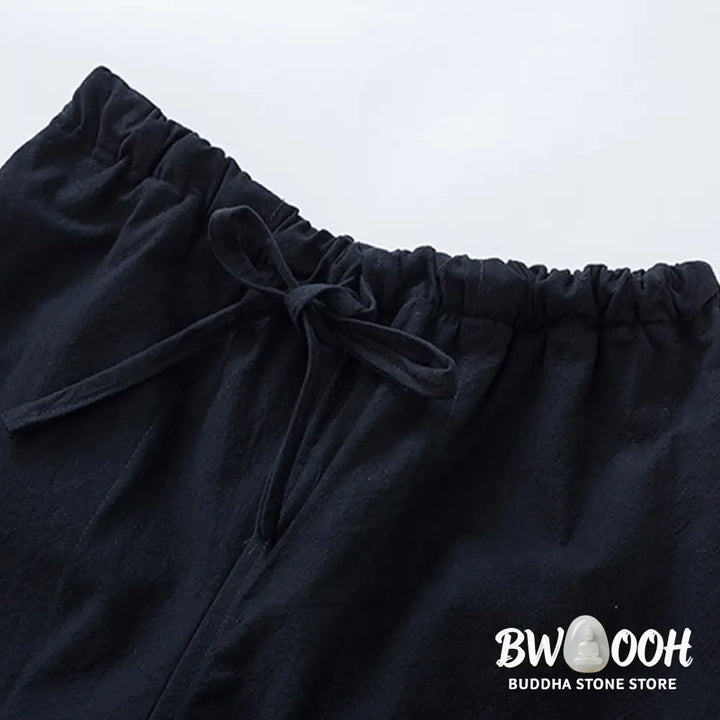 BWOOOH 2Pcs Tang Suit Men’s Frog-Button Cotton Long Sleeve Shirt Pants Set With Pockets - Men’s Meditation Cloth