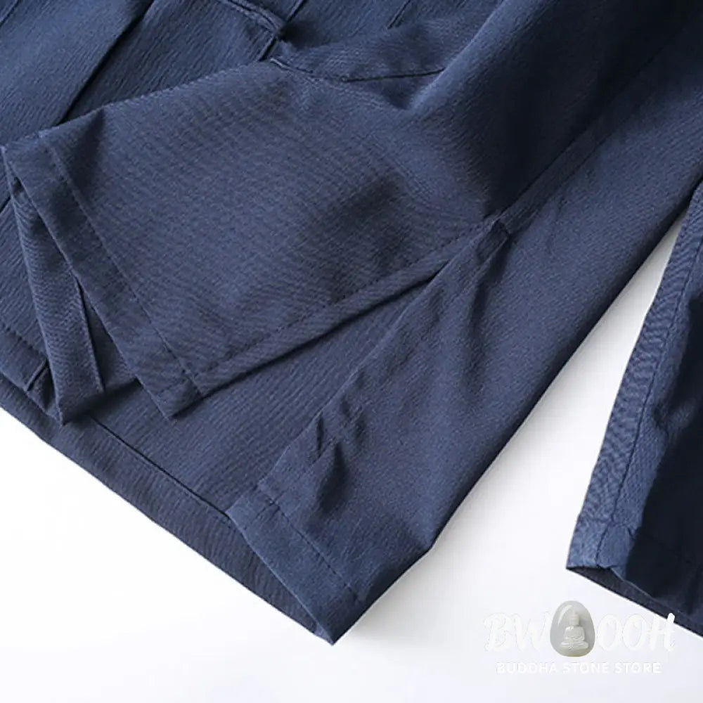 BWOOOH 2Pcs Tang Suit Traditional Frog-Button Men’s Long Sleeve Shirt Pants Clothing Set - Men’s Meditation Cloth