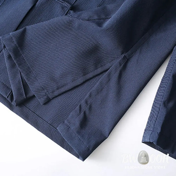 BWOOOH 2Pcs Tang Suit Traditional Frog-Button Men’s Long Sleeve Shirt Pants Clothing Set - Men’s Meditation Cloth