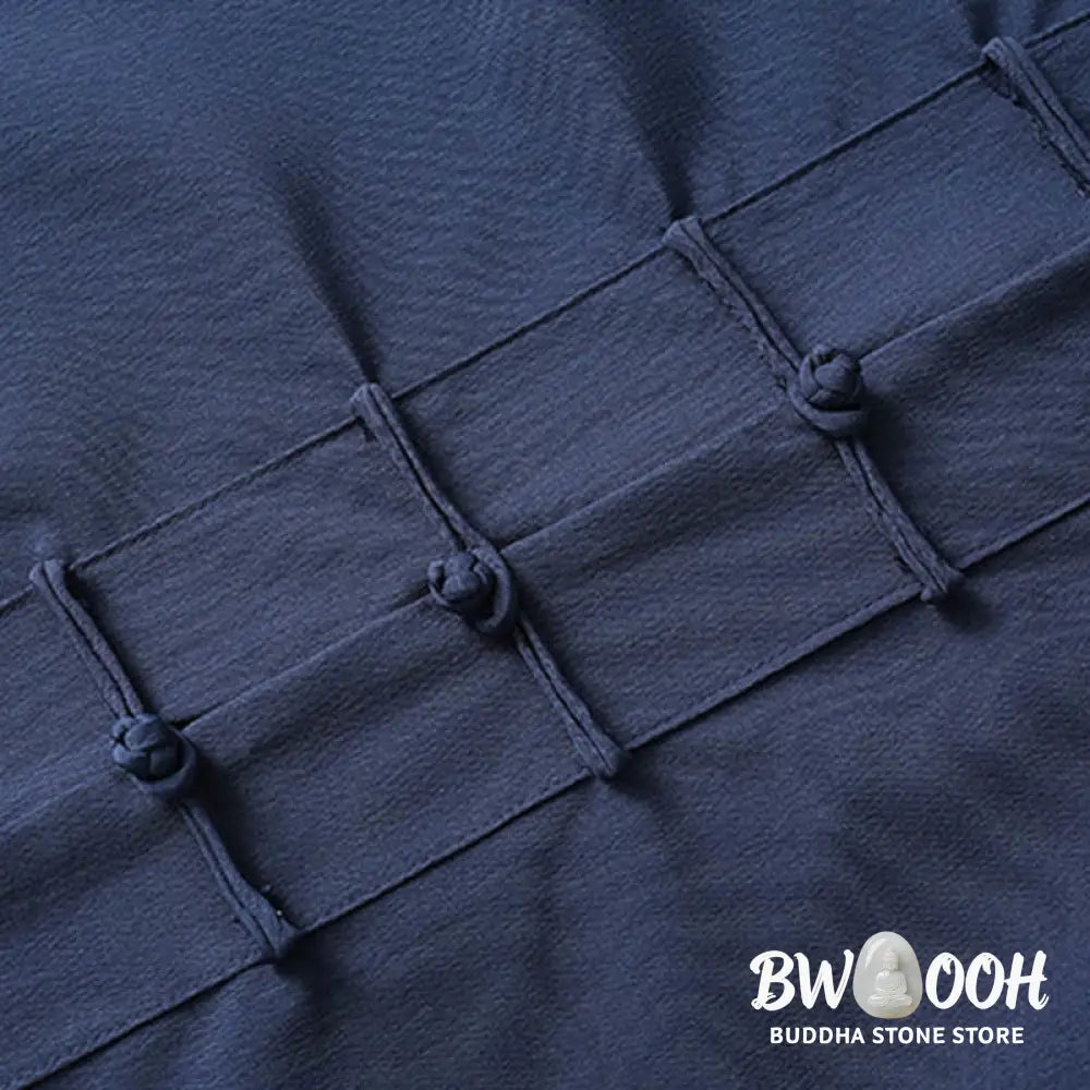 BWOOOH 2Pcs Tang Suit Traditional Frog-Button Men’s Long Sleeve Shirt Pants Clothing Set - Men’s Meditation Cloth