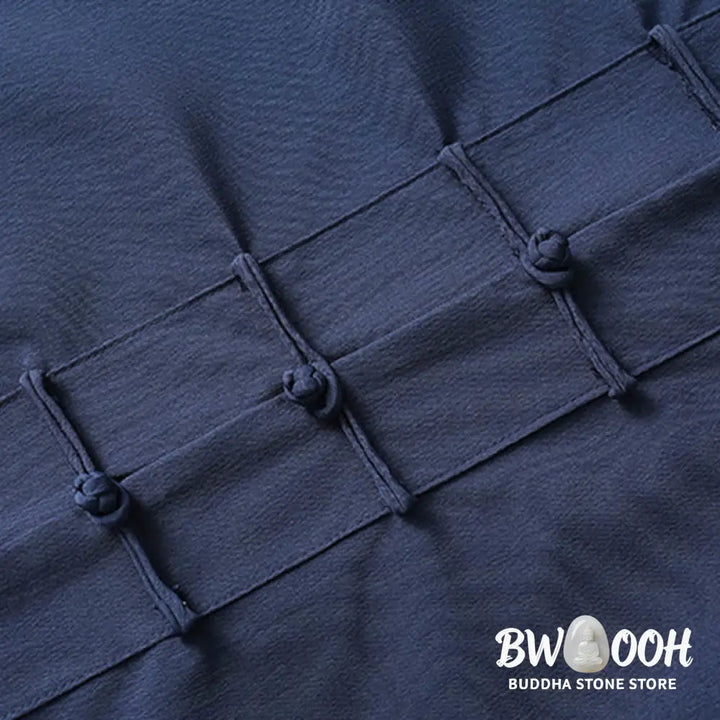 BWOOOH 2Pcs Tang Suit Traditional Frog-Button Men’s Long Sleeve Shirt Pants Clothing Set - Men’s Meditation Cloth