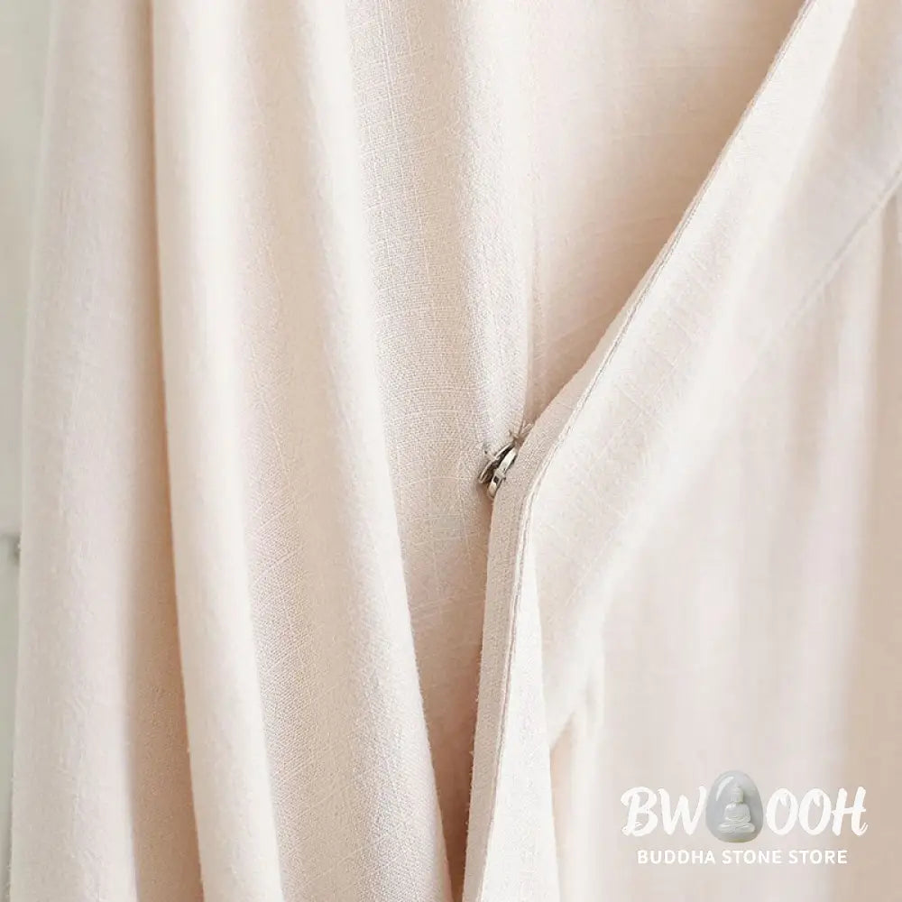 BWOOOH 2Pcs V-Neck Men’s Long Sleeve Shirt Top Pants Meditation Zen Tai Chi Cotton Linen Clothing Set - Men’s