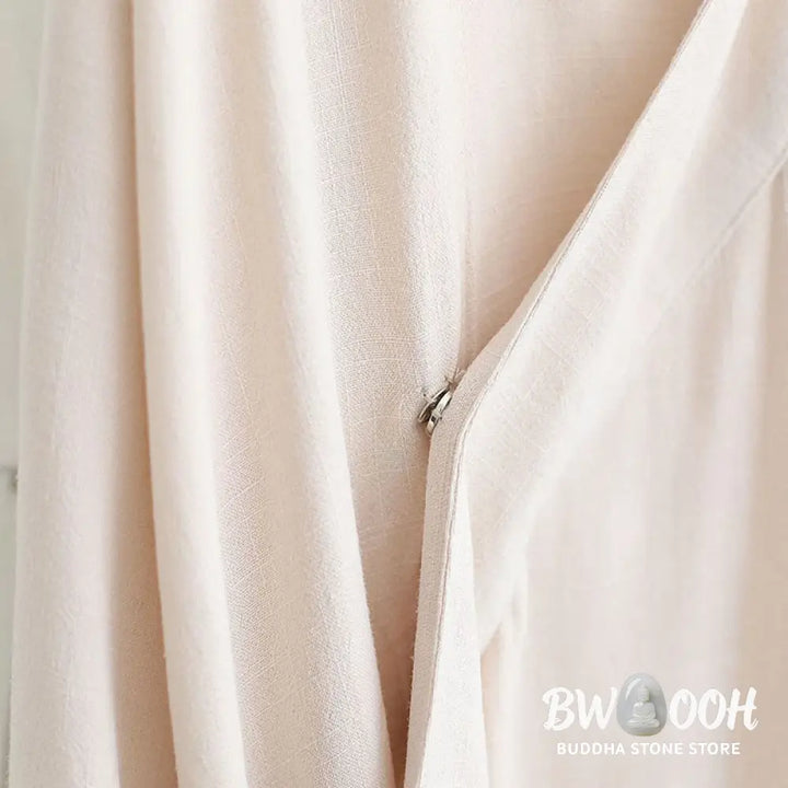 BWOOOH 2Pcs V-Neck Men’s Long Sleeve Shirt Top Pants Meditation Zen Tai Chi Cotton Linen Clothing Set - Men’s