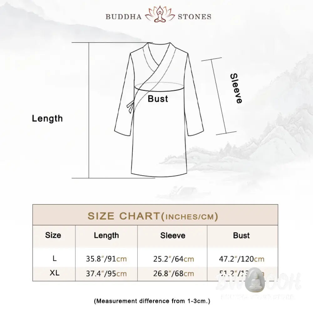 BWOOOH 2Pcs V-Neck Men’s Long Sleeve Shirt Top Pants Meditation Zen Tai Chi Cotton Linen Clothing Set - Men’s