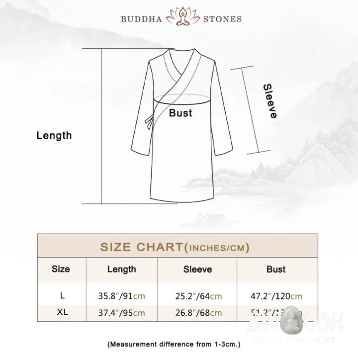 BWOOOH 2Pcs V-Neck Men’s Long Sleeve Shirt Top Pants Meditation Zen Tai Chi Cotton Linen Clothing Set - Men’s