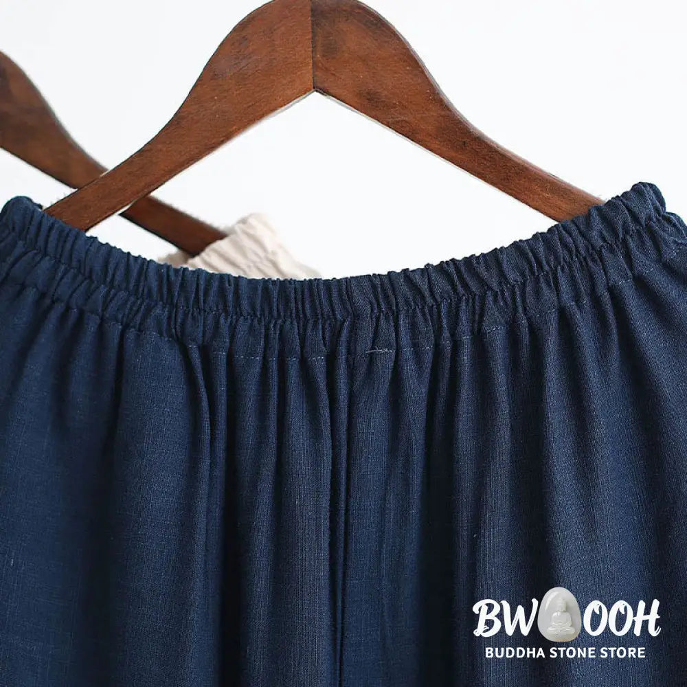 BWOOOH 2Pcs V-Neck Men’s Long Sleeve Shirt Top Pants Meditation Zen Tai Chi Cotton Linen Clothing Set - Men’s