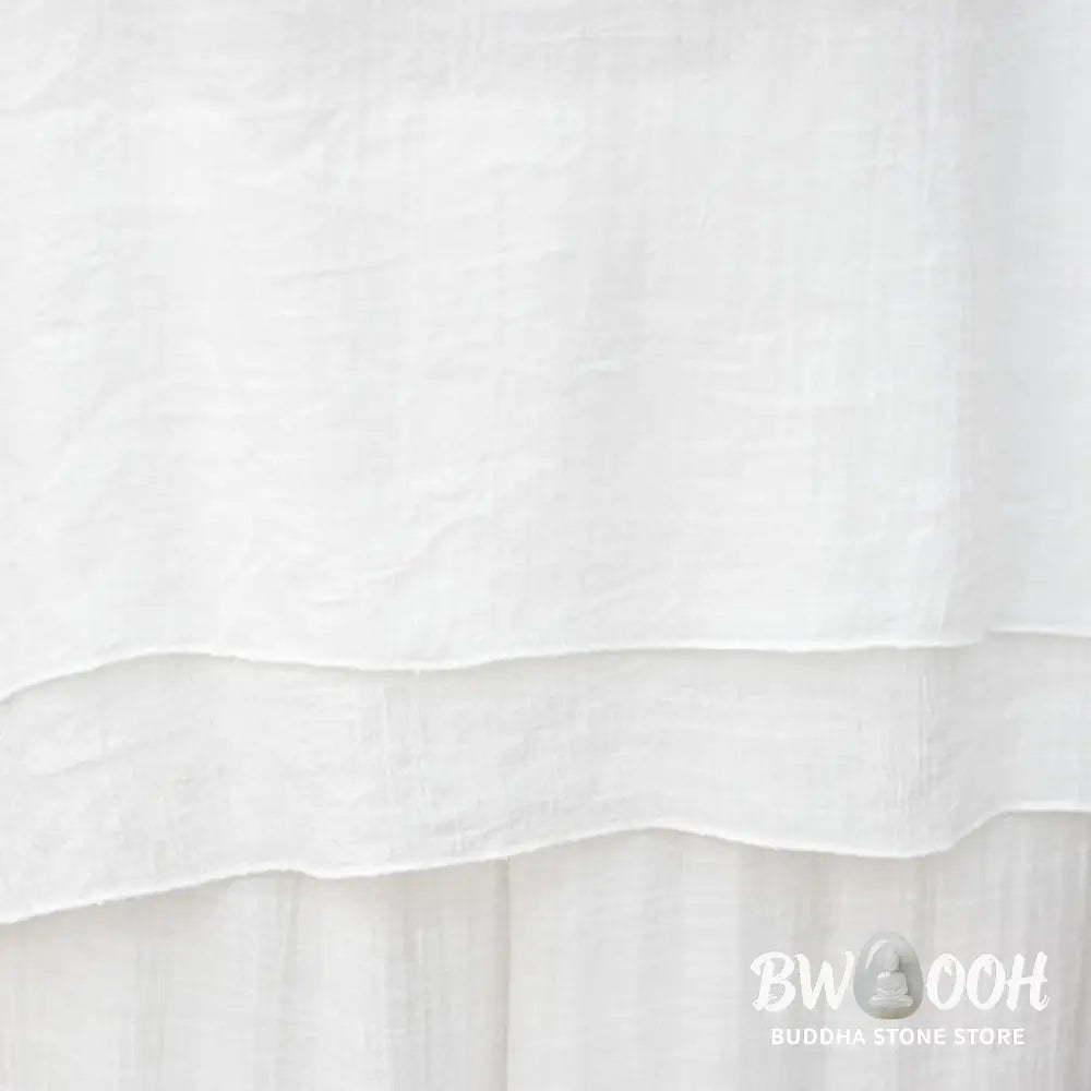 BWOOOH 2Pcs White Long Sleeve V-Neck Shirt Wide Leg Pants Meditation Women’s Set - Women’s Meditation Cloth