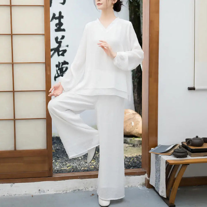 BWOOOH white long sleeve v-neck