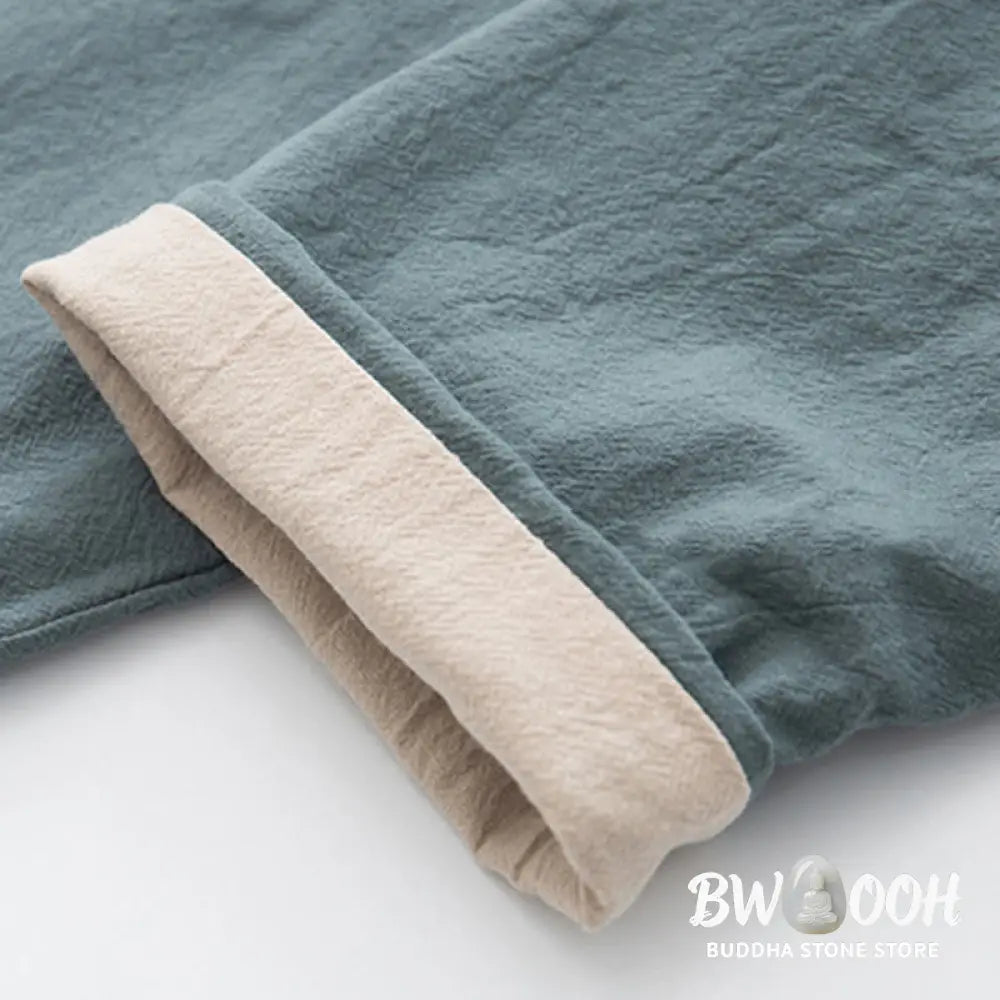 BWOOOH 2Pcs Zen Tang Suit Men’s Linen Frog-Button Long Sleeve Shirt Pants Set - Men’s Meditation Cloth