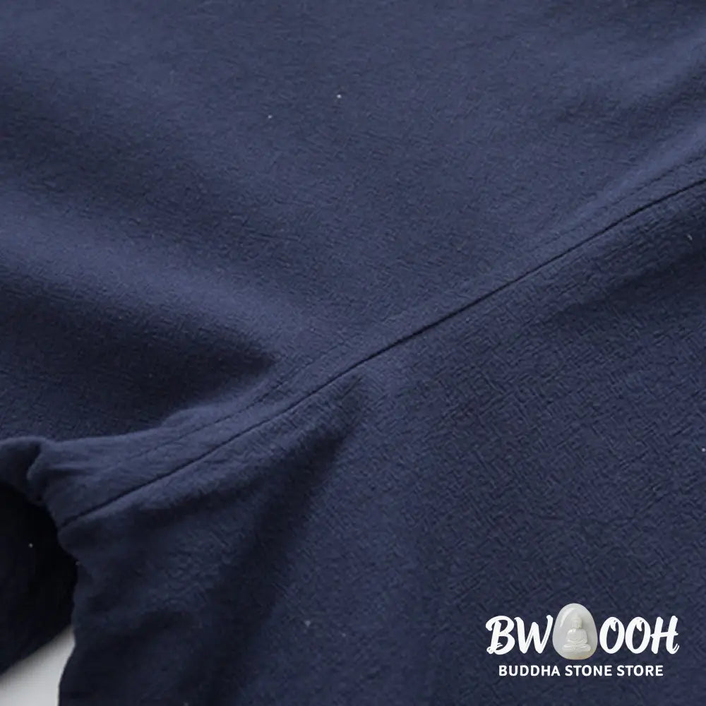 BWOOOH 2Pcs Zen Tang Suit Men’s Linen Frog-Button Long Sleeve Shirt Pants Set - Men’s Meditation Cloth