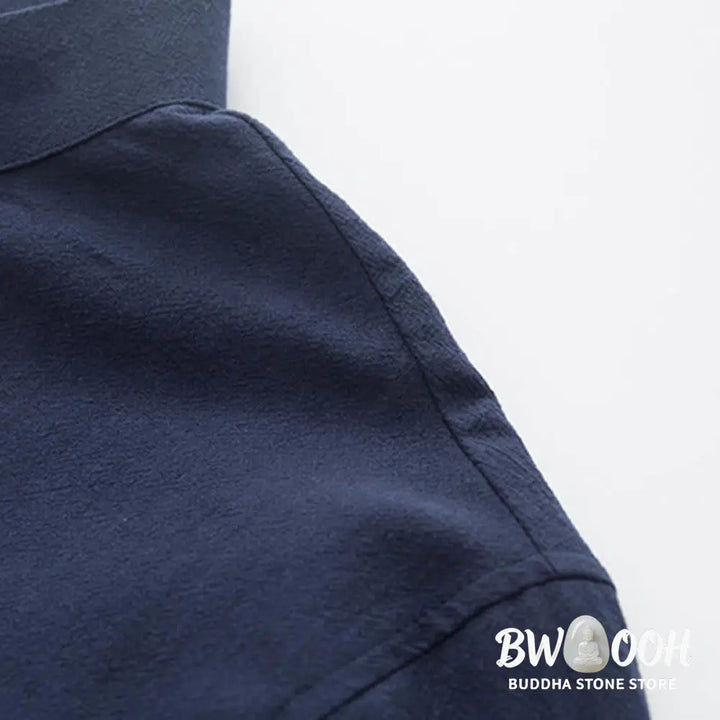 BWOOOH 2Pcs Zen Tang Suit Men’s Linen Frog-Button Long Sleeve Shirt Pants Set - Men’s Meditation Cloth
