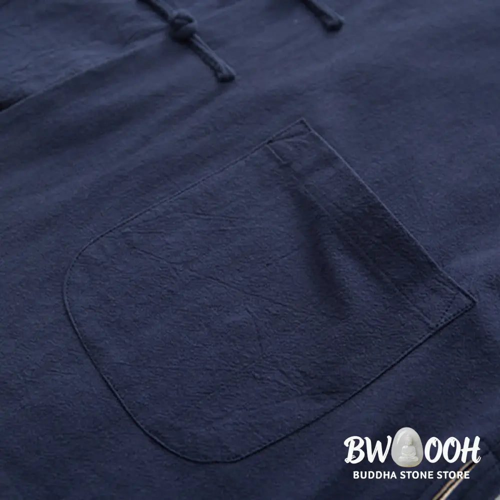 BWOOOH 2Pcs Zen Tang Suit Men’s Linen Frog-Button Long Sleeve Shirt Pants Set - Men’s Meditation Cloth