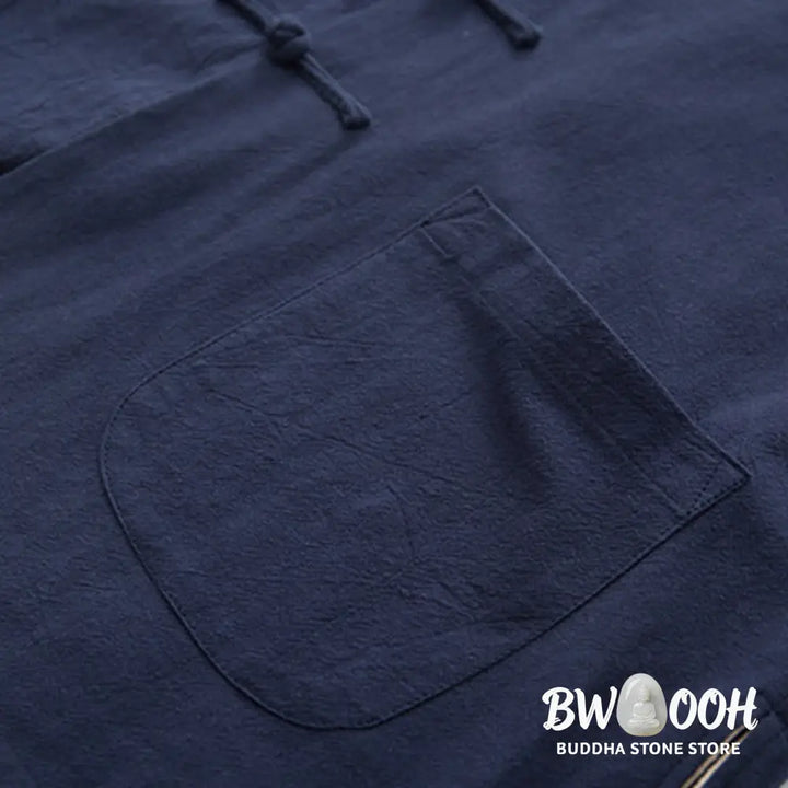 BWOOOH 2Pcs Zen Tang Suit Men’s Linen Frog-Button Long Sleeve Shirt Pants Set - Men’s Meditation Cloth