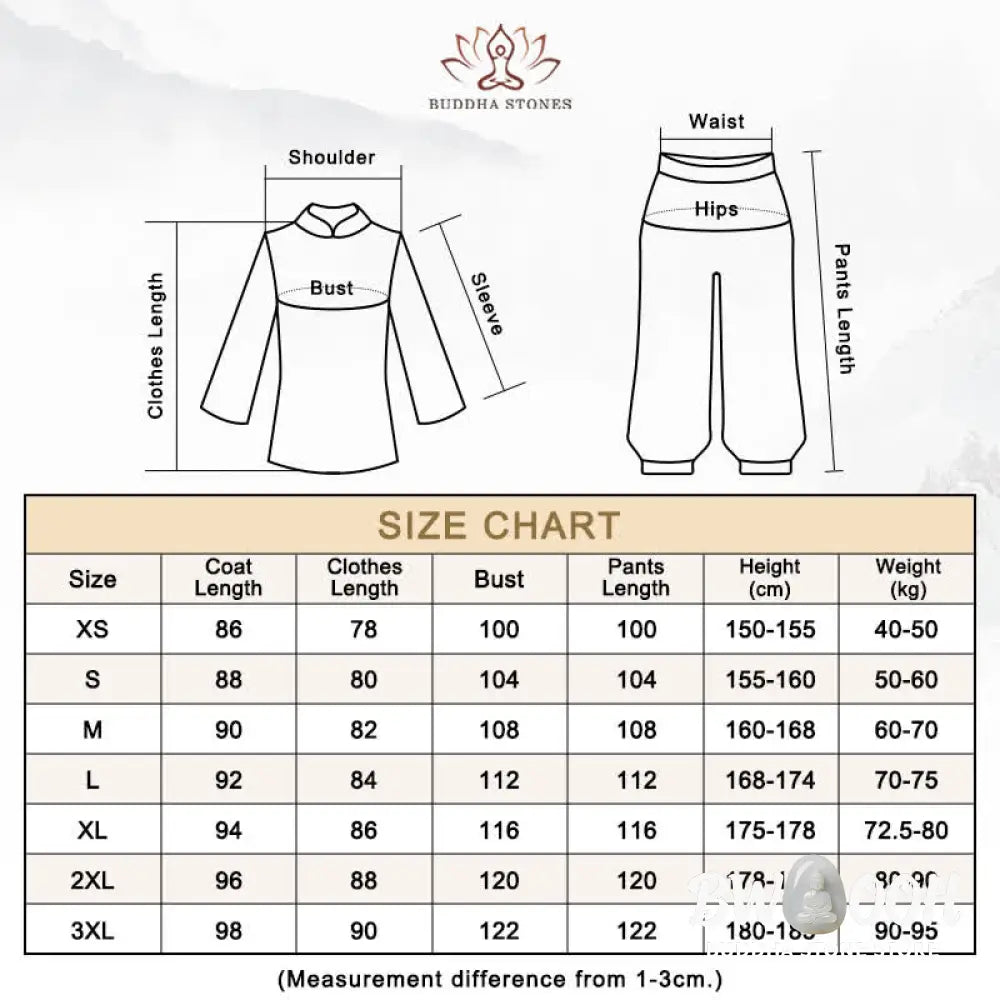BWOOOH 3Pcs Yin Yang Tree Tai Chi Spiritual Zen Practice Meditation Prayer Uniform Unisex Clothing Set - Clothes