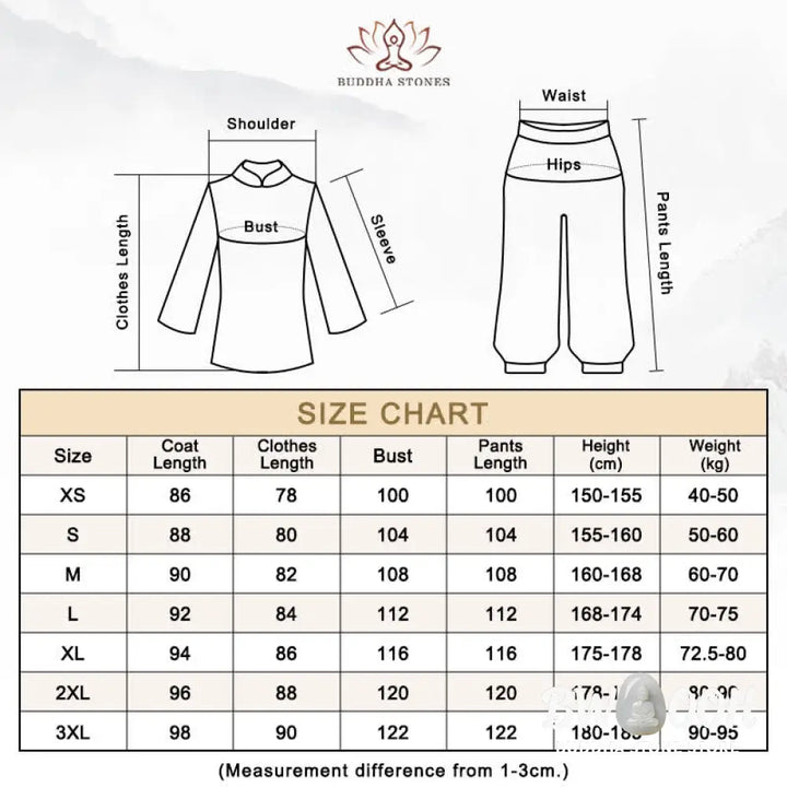 BWOOOH 3Pcs Yin Yang Tree Tai Chi Spiritual Zen Practice Meditation Prayer Uniform Unisex Clothing Set - Clothes