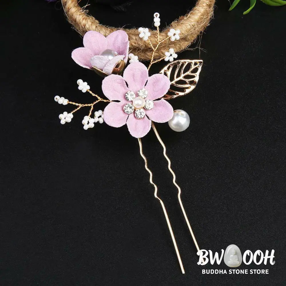 BWOOOH 4Pcs Handmade Wedding Golden Leaf Flower Pearl Hairpin Hair Comb Set - Hairpin&amp;Hair Comb