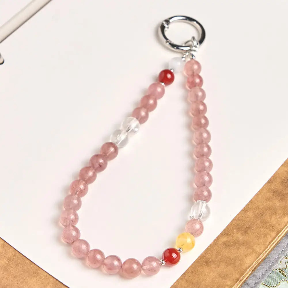 BWOOOH 8mm Colorful Beads Strawberry Quartz Positive Key 