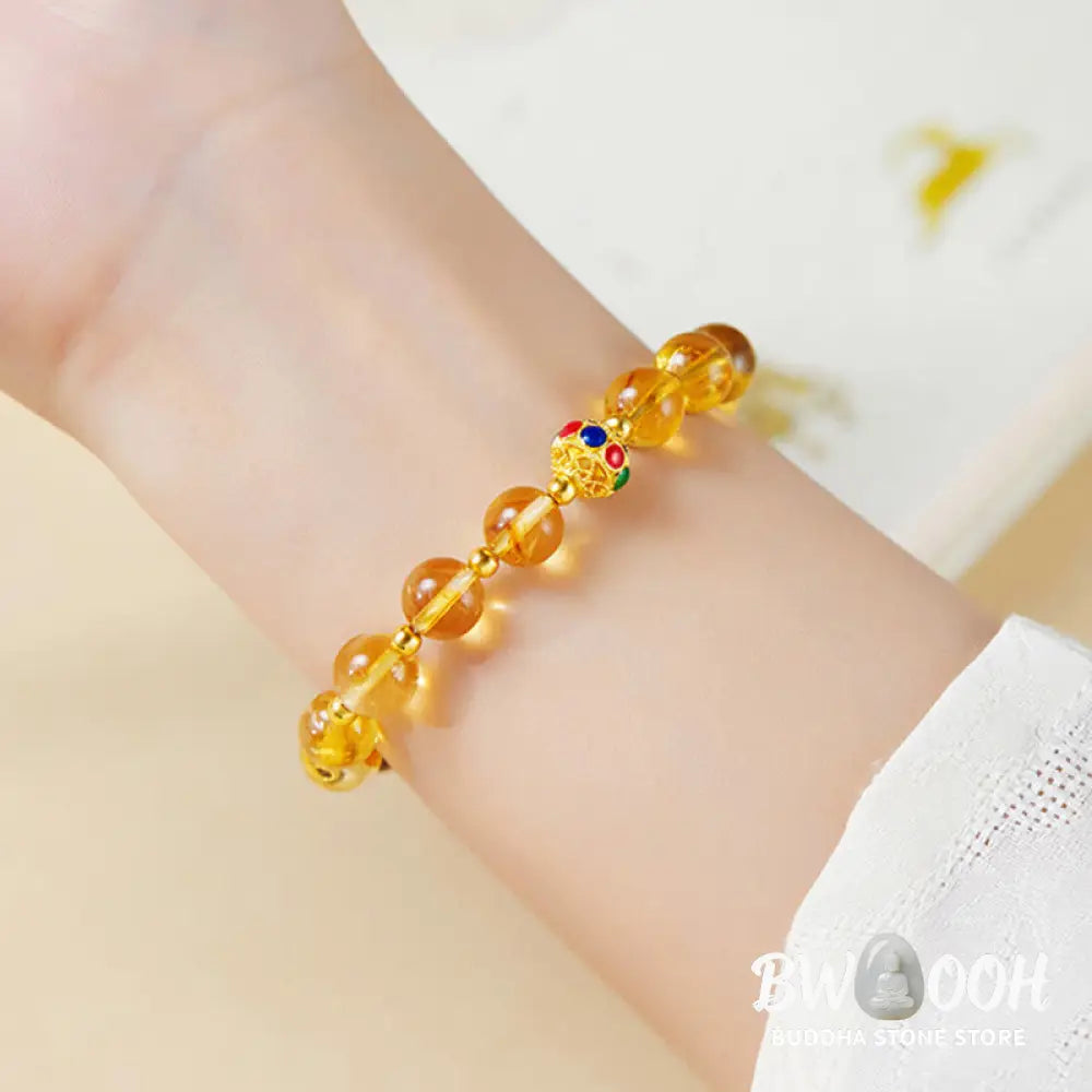 BWOOOH 925 Sterling Silver Fu Character Citrine Tiger Eye Protection Bracelet - Citrine (Wrist Circumference:17-19cm)