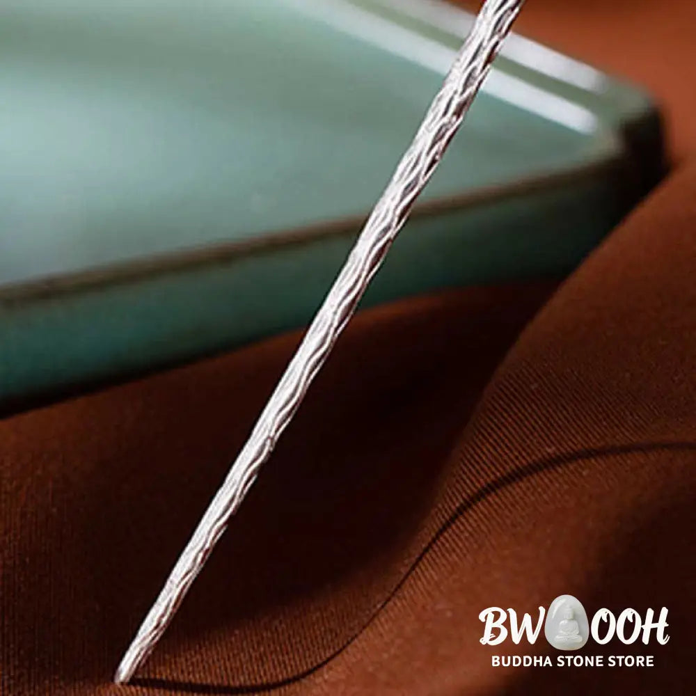 BWOOOH 925 Sterling Silver Hetian White Jade Flower Blessing Hairpin - Hetian White Jade (Protection ♥ Happiness)