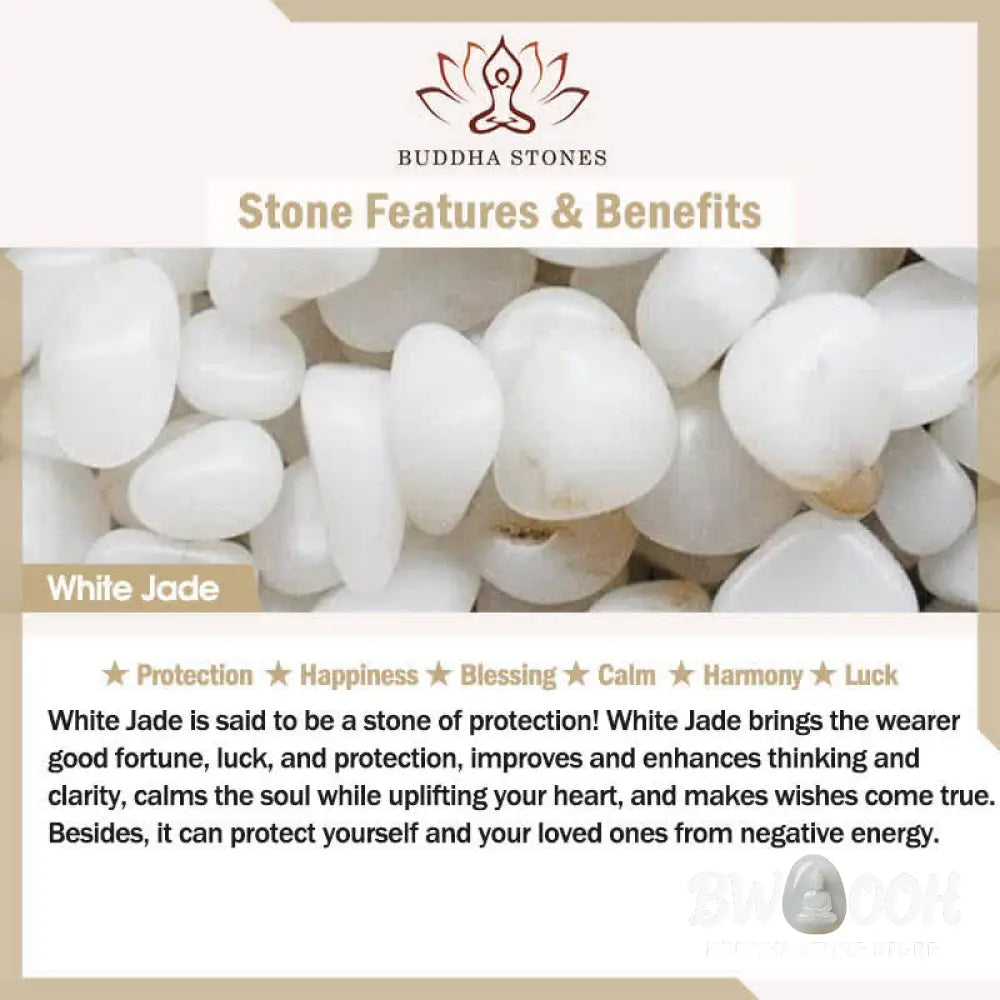 BWOOOH 925 Sterling Silver Hetian White Jade Flower Blessing Hairpin - Hetian White Jade (Protection ♥ Happiness)