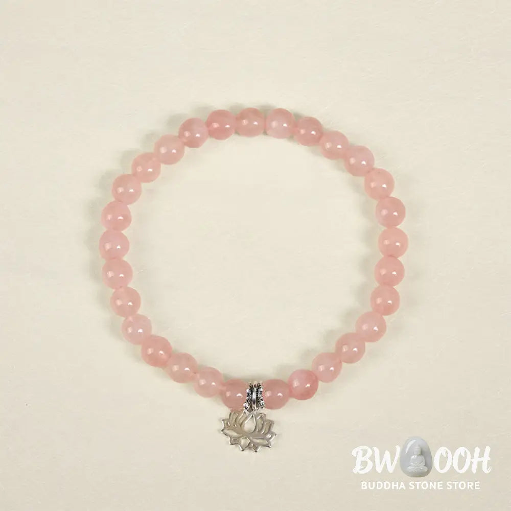 BWOOOH 925 Sterling Silver Lotus Design Natural Pink Crystal Soothing Bracelet - Bracelet