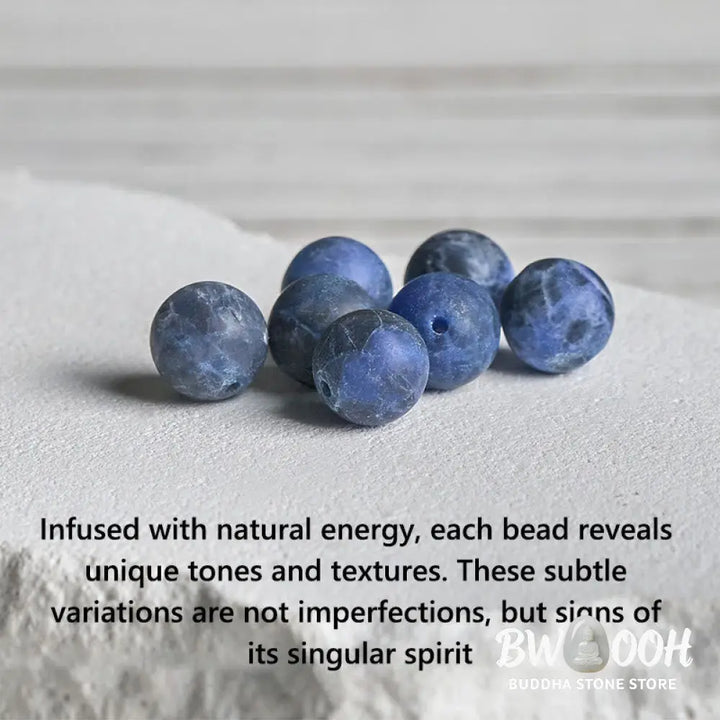 BWOOOH 925 Sterling Silver Lotus Design Natural Sodalite Positive Beads Harmony Bracelet - Bracelet