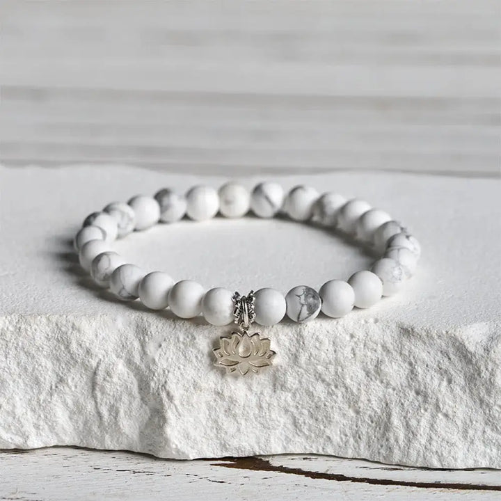 BWOOOH 925 Sterling Silver Lotus Design Natural White Turquoise Wealth Bracelet spiritual jewelry piece