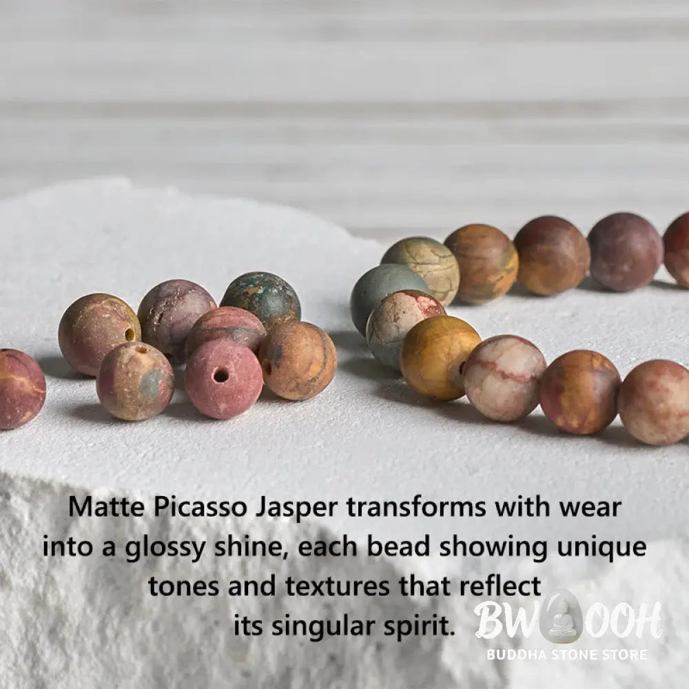 BWOOOH 925 Sterling Silver Lotus Design Picasso Jasper Positive Bracelet - Bracelet