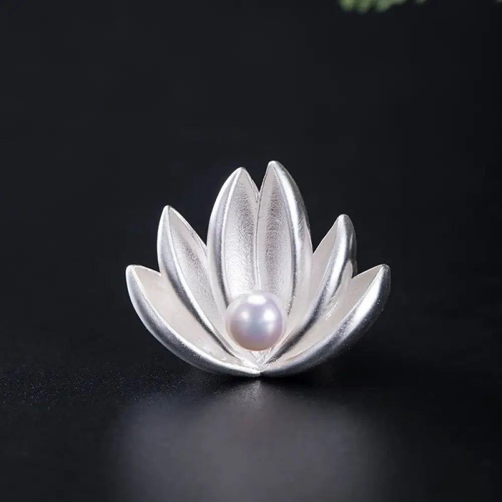 BWOOOH 925 Sterling Silver Lotus Flower Pearl New Beginni