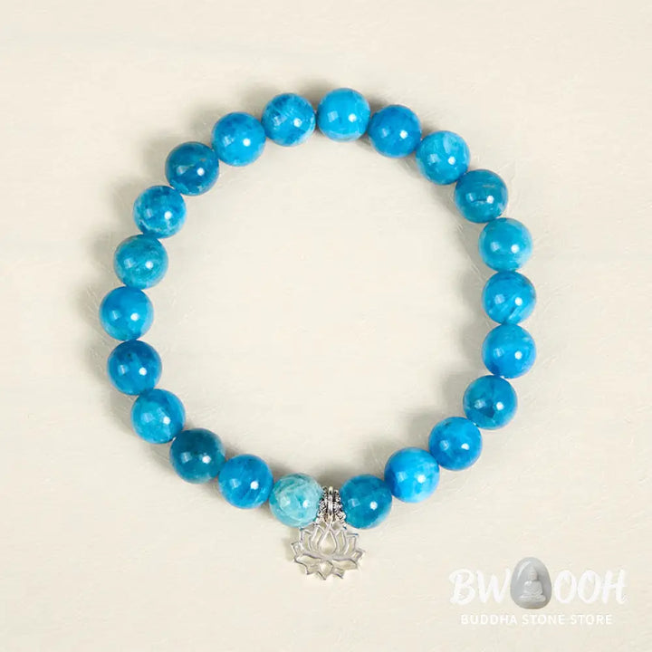 BWOOOH 925 Sterling Silver Lotus Natural Apatite Creativity Bracelet - Bracelet