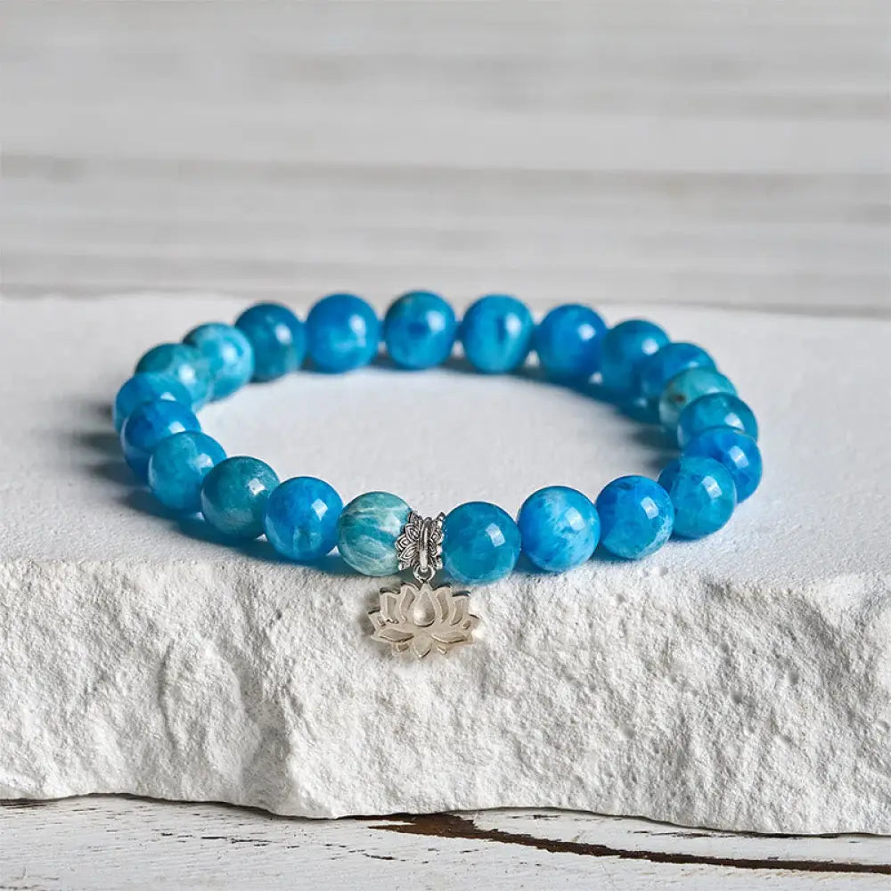 BWOOOH 925 Sterling Silver Lotus Natural Apatite Creativity Bracelet spiritual jewelry piece