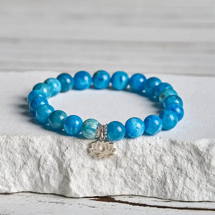 BWOOOH 925 Sterling Silver Lotus Natural Apatite Creativity Bracelet spiritual jewelry piece
