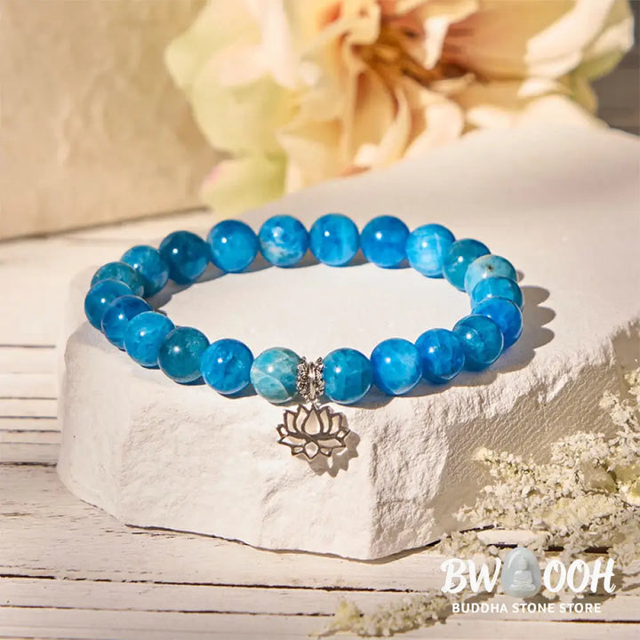 BWOOOH 925 Sterling Silver Lotus Natural Apatite Creativity Bracelet - Bracelet