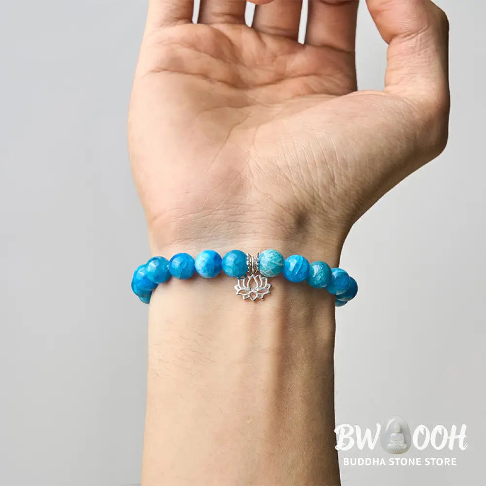 BWOOOH 925 Sterling Silver Lotus Natural Apatite Creativity Bracelet - Bracelet