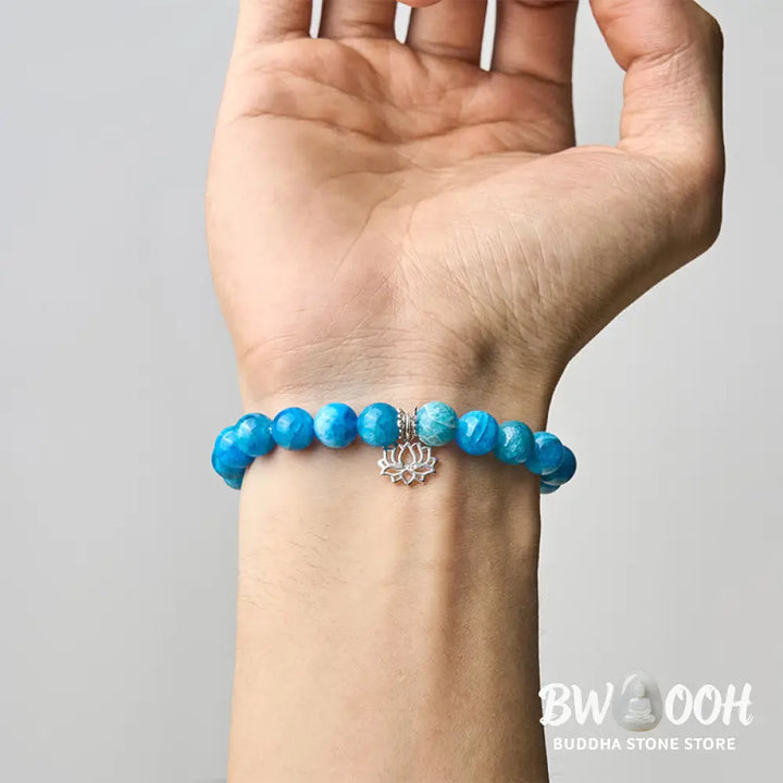 BWOOOH 925 Sterling Silver Lotus Natural Apatite Creativity Bracelet - Bracelet