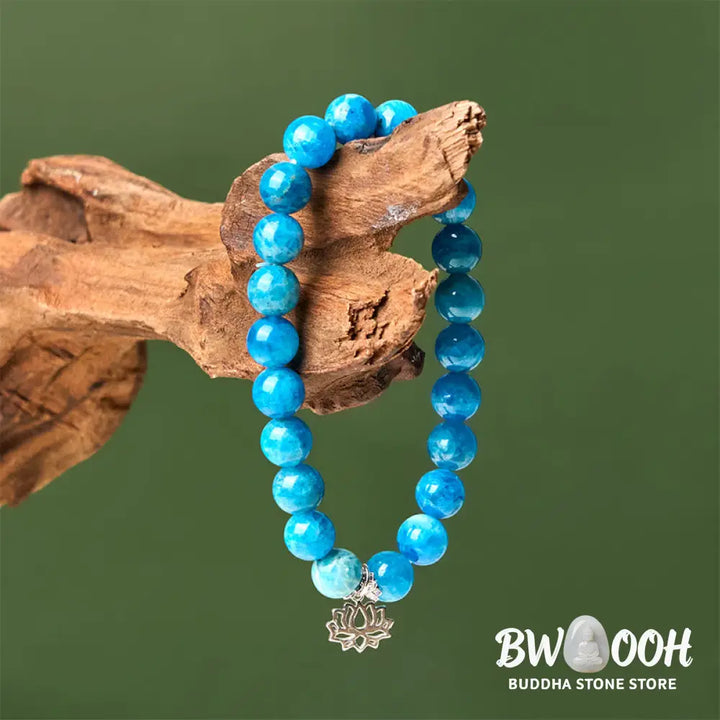 BWOOOH 925 Sterling Silver Lotus Natural Apatite Creativity Bracelet - Bracelet