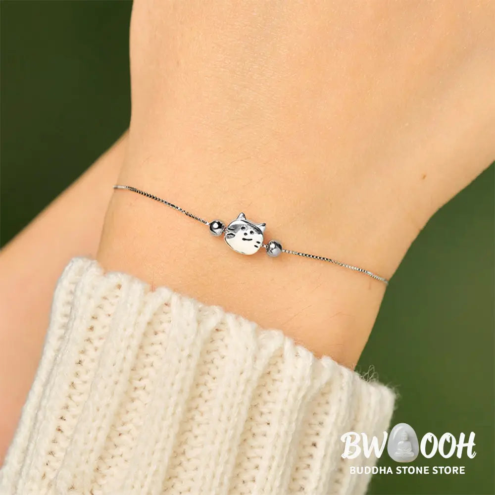 BWOOOH 925 Sterling Silver Mini Cat Blessing Chain Bracelet - Bracelet Necklaces &amp; Pendants