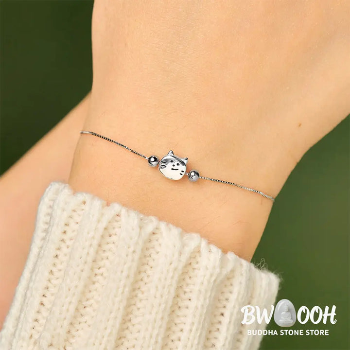 BWOOOH 925 Sterling Silver Mini Cat Blessing Chain Bracelet - Bracelet Necklaces &amp; Pendants