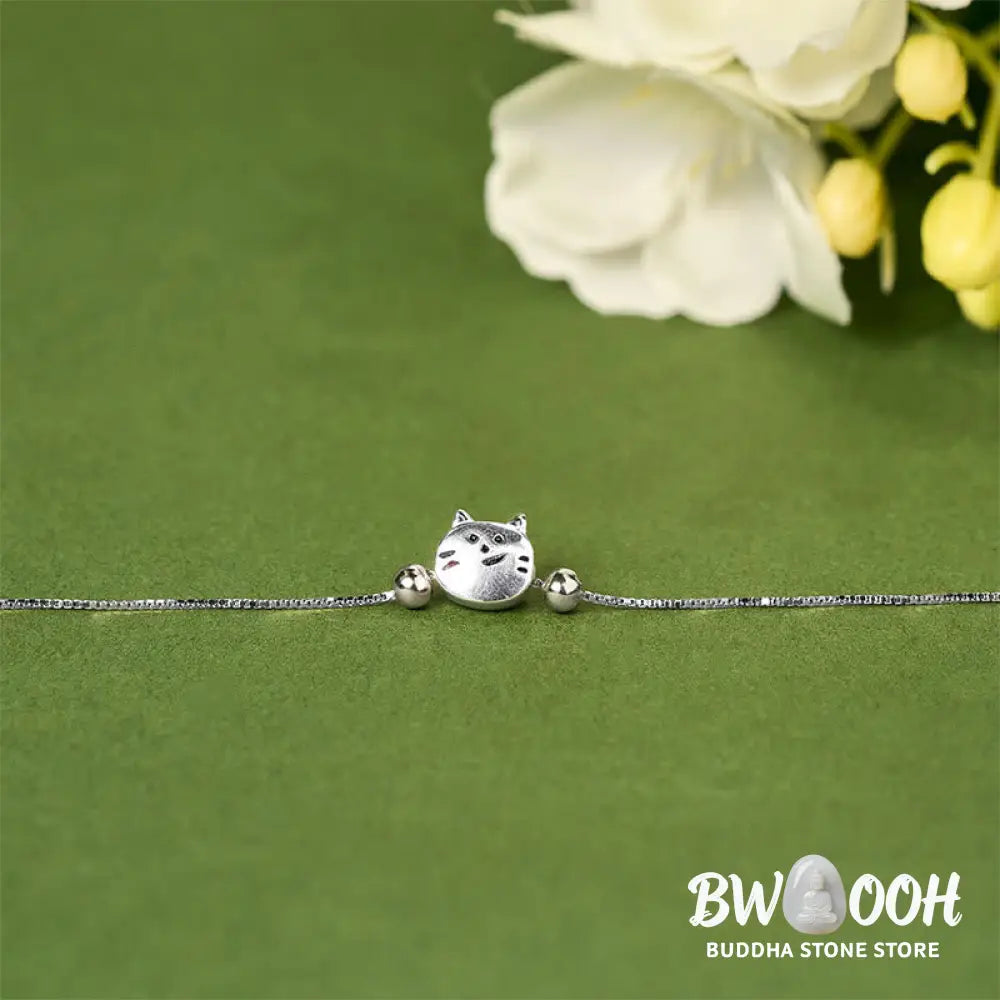 BWOOOH 925 Sterling Silver Mini Cat Blessing Chain Bracelet - Bracelet Necklaces &amp; Pendants