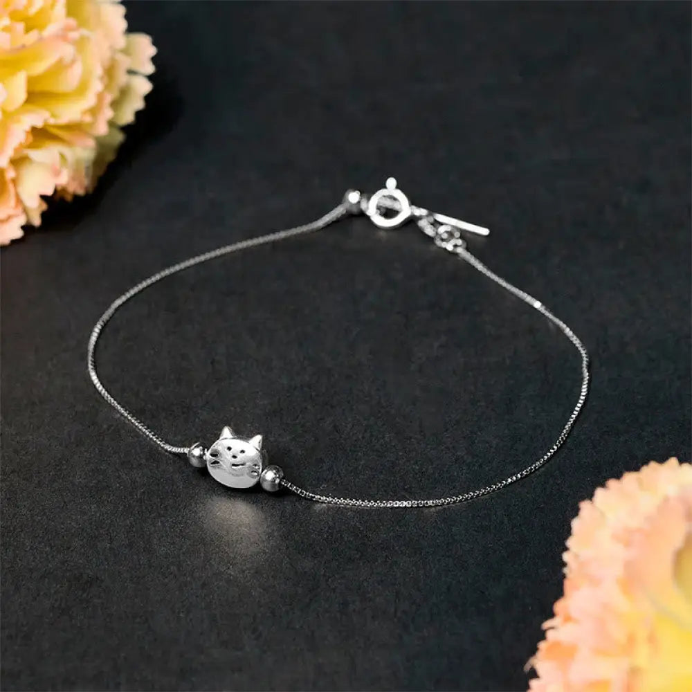 BWOOOH 925 Sterling Silver Mini Cat Blessing Chain Bracelet spiritual jewelry piece