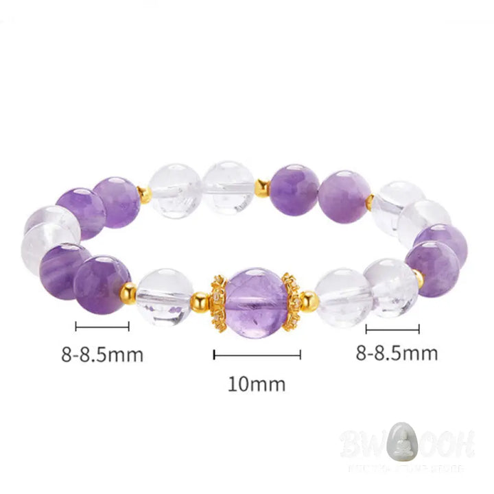 BWOOOH 925 Sterling Silver Natural Amethyst White Crystal Balance Bracelet - Amethyst(Wrist Circumference:17-19cm)
