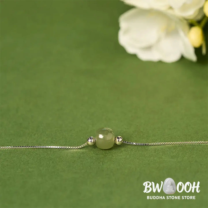 BWOOOH 925 Sterling Silver Natural Jade Bead Abundance Chain Bracelet - Bracelet