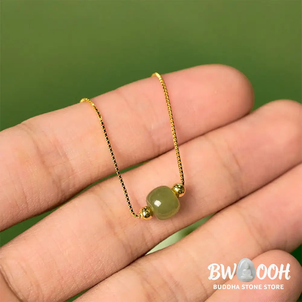 BWOOOH 925 Sterling Silver Natural Jade Bead Abundance Chain Bracelet - Bracelet