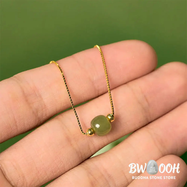BWOOOH 925 Sterling Silver Natural Jade Bead Abundance Chain Bracelet - Bracelet