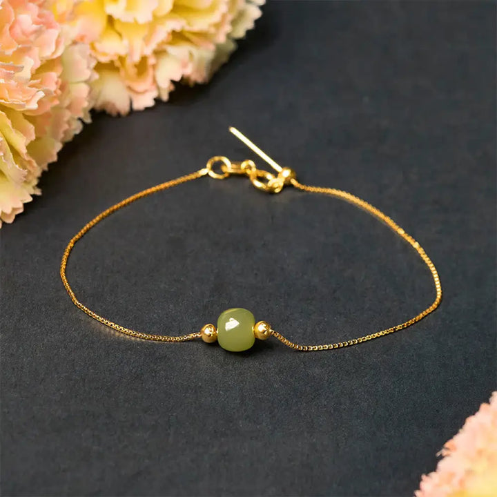 BWOOOH 925 Sterling Silver Natural Jade Bead Abundance Chain Bracelet spiritual jewelry inspired by Drolma