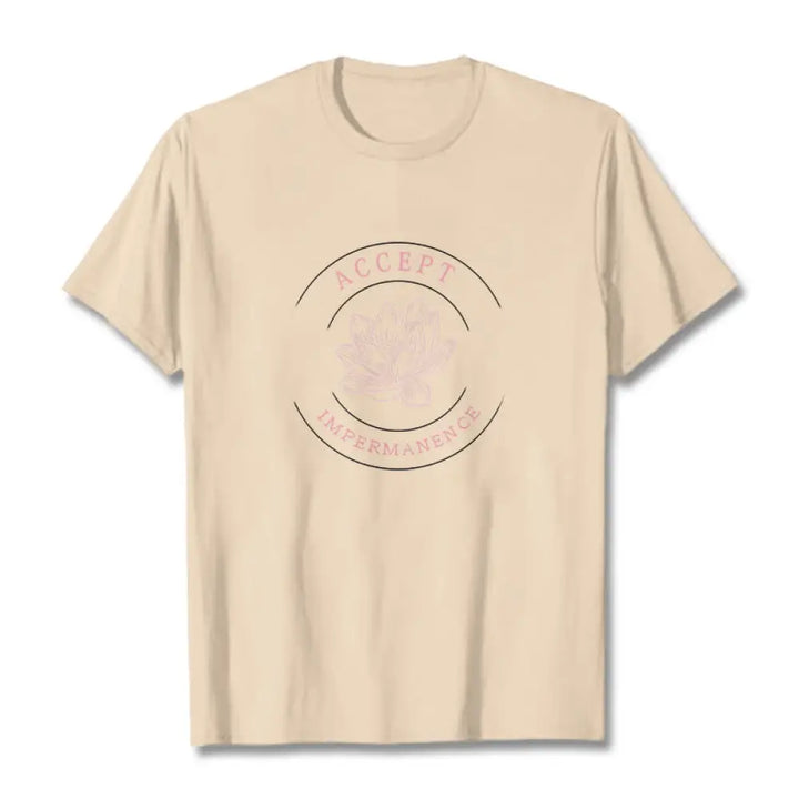 BWOOOH Lotus Accept Impermanence Cotton Tee T-shirt - Bisque / S - T-Shirts